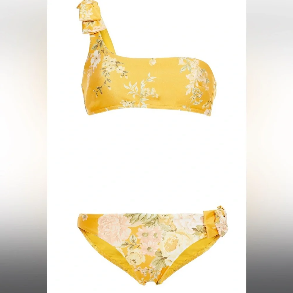 Zimmermann Yellow Floral One-Shoulder Bikini